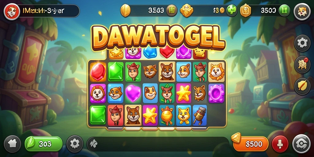 Tampilan gameplay menarik dalam DAWATOGEL dengan elemen berwarna-warni.
