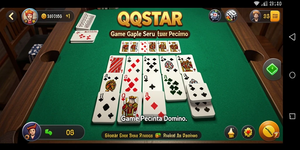 Tangkapan layar utama QQSTAR menampilkan gameplay Gaple yang menegangkan.