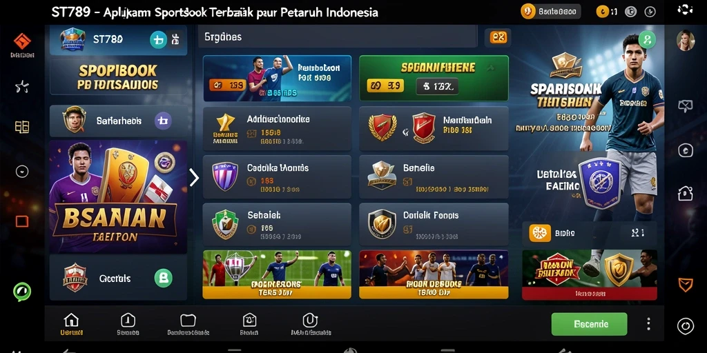 Tampilan visual interaktif dari aplikasi Sportsbook ST789.