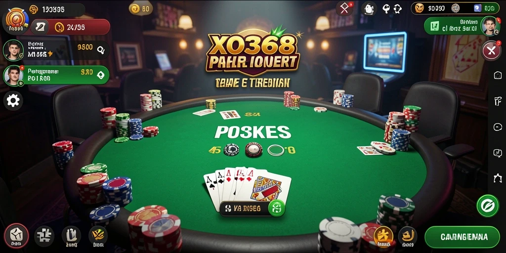 Screenshot utama XO368 menampilkan gameplay poker yang seru dan kompetitif.